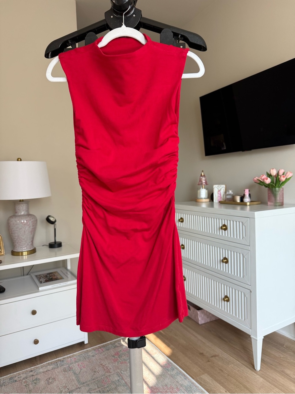wild fable Red Sleeveless Ruched Mini Dress- xs